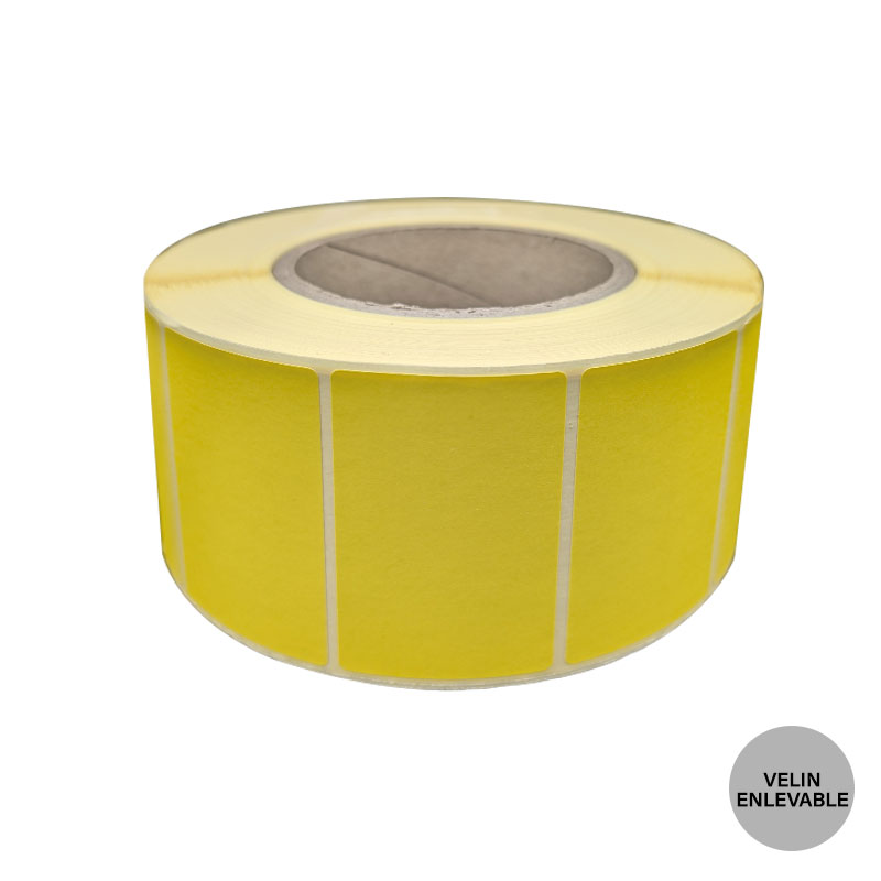 Rouleau étiquettes vierge couleur jaune