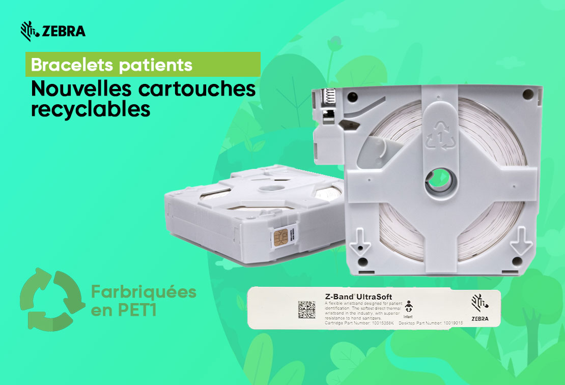 Cartouche Zebra recyclable Bracelets hôpital