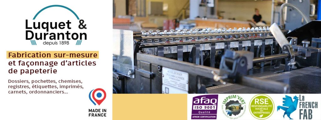 Fabrication d'articles de papeterie sur-mesure