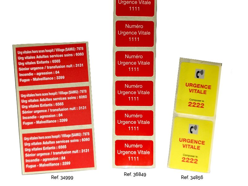 Bobine étiquettes téléphone d'urgence