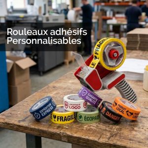Ruban adhésif étiquettes personnalisées.
