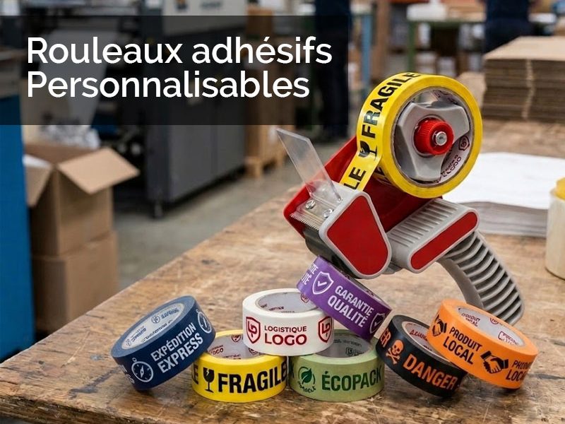Ruban adhésif étiquettes personnalisées.