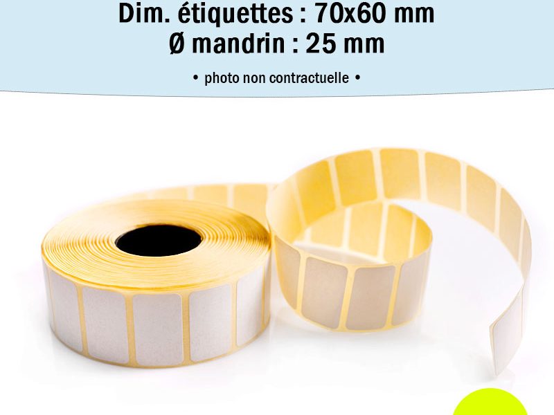 bobine d'étiquettes adhésives 70x60 mm