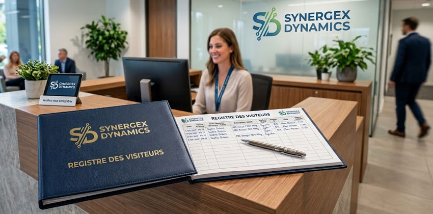 image d'un registres des visteur qui a été personnalisé par une entreprise
